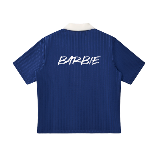 Contrast Collar Striped Soccer Jersey